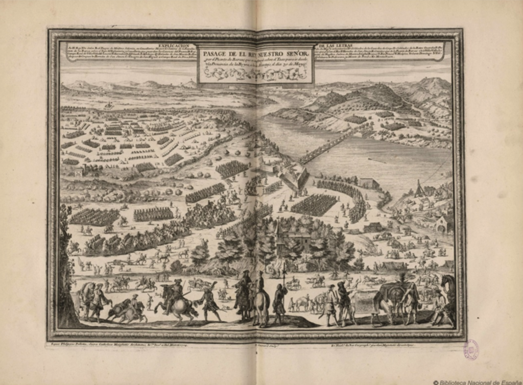 Fig.5. Detalle Puente. Campaña de Portugal 1704. Paso del Tajo por un puente de barcas. Filipo Pallotta